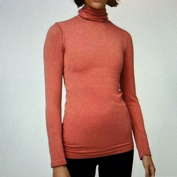Lululemon Yin Vibes Ribbed Long Sleeve Turtleneck Top in Copper Clay Size 10 - Picture 1 of 12